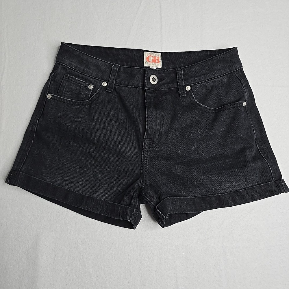 Gianni Bini Black Denim Jean Cuff‎ Shorts Women's Size 5 Mid Rise GB Pockets